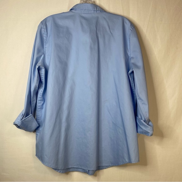 LIZ CLAIBORNE Blue 3/4 Sleeve Button Down Shirt Work Collared Size Large - Picture 7 of 14